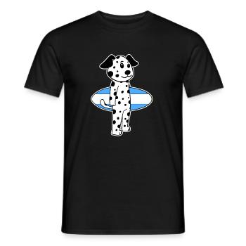 Surfboard Dog Dalmatian Surfing Gift - Men's T-Shirt - black - Front - AI Model Male 178 light (178cm)