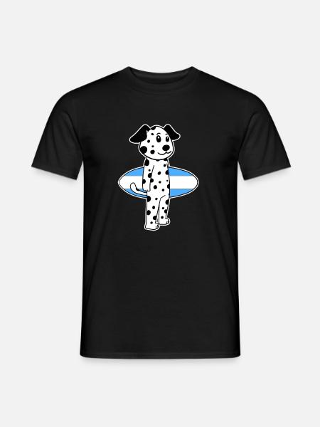 Surfboard Dog Dalmatian Surfing Gift - Men's T-Shirt - black