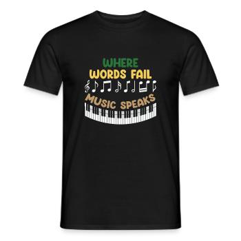 Music Design with Motivational Messages - Men's T-Shirt - black - Front - AI Model Male 178 light (178cm)