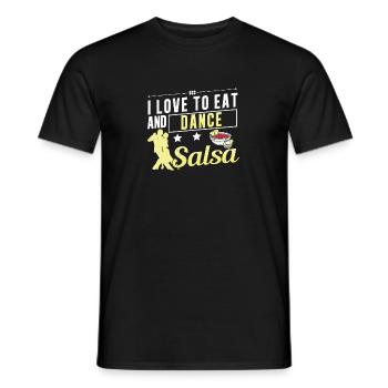 I Love To Eat And Dance Salsa Funny Salsa Dancer - Men's T-Shirt - black - Front - AI Model Male 178 light (178cm)