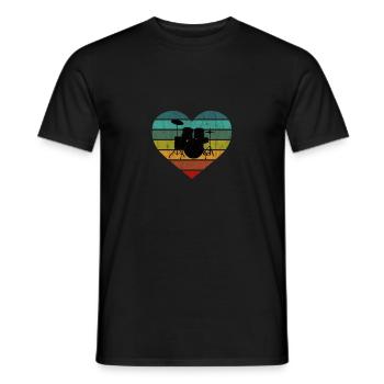J’adore la batterie et la batterie rétro coeur - T-shirt homme - noir - Devant - AI Model Male 178 light (178cm)