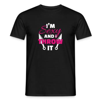 I'm Sexy And I Throw It Funny Couteau à lancer - T-shirt homme - noir - Devant - AI Model Male 178 light (178cm)