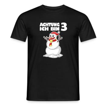 3.Geburtstag Schneemann 3 Jahre Geschenk - Männer T-Shirt - Schwarz - Vorne - AI Model Male 178 light (178cm)