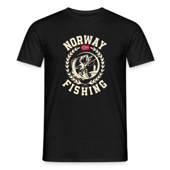 Norway Fishing Angler Fishing Tour - Men's T-Shirt - black - Front - AI Model Male 178 light (178cm)