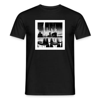 futuristic city scene in fifties style - Poster - Men's T-Shirt - black - Front - AI Model Male 178 light (178cm)