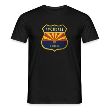 Avondale Arizona flags crest design - Men's T-Shirt - black - Front - AI Model Male 178 light (178cm)