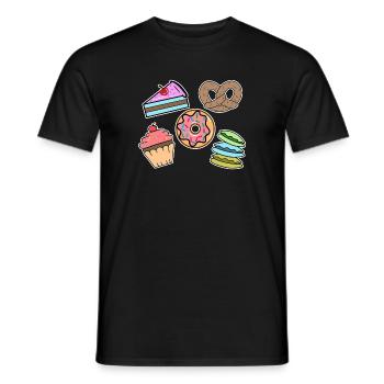 Sweets Snacking Cake Cookies Cupcake Donut - Men's T-Shirt - black - Front - AI Model Male 178 light (178cm)