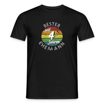 bester Ehemann seit 4 Jahren 4. Hochzeitstag retro - Männer T-Shirt - Schwarz - Vorne - AI Model Male 178 light (178cm)