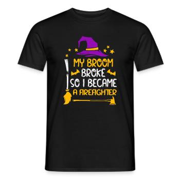Broom Broken Firefighter Heroine - Men's T-Shirt - black - Front - AI Model Male 178 light (178cm)