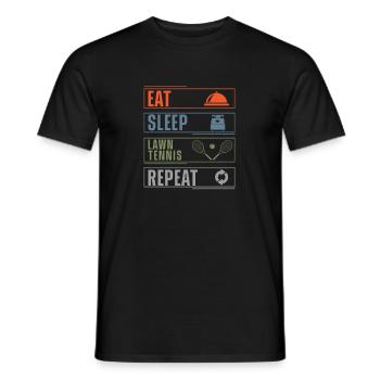 Eat Sleep Tennis Repeat Funny Racket Sports For - Men's T-Shirt - black - Front - AI Model Male 178 light (178cm)