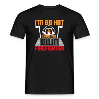 I'm so hot – own firefighter - Men's T-Shirt - black - Front - AI Model Male 178 light (178cm)