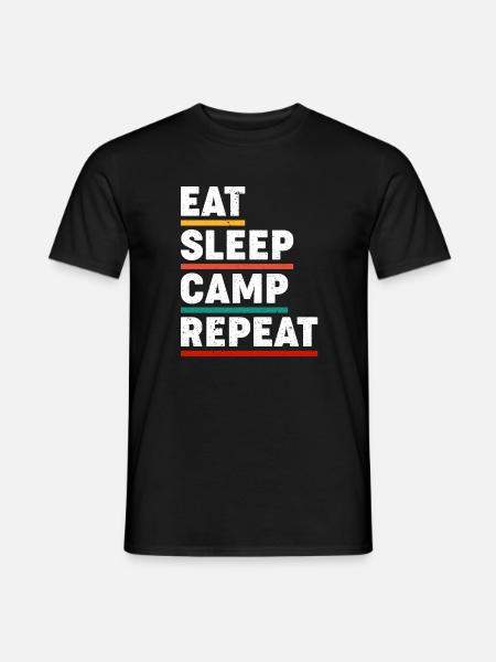 Eat Sleep Camp Repeat - Männer T-Shirt - Schwarz