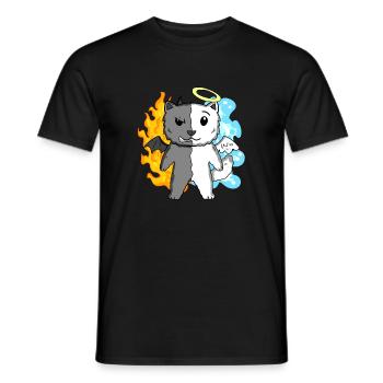 Cat Cat Breed Persian Cat - Angel and Devil - Men's T-Shirt - black - Front - AI Model Male 178 light (178cm)