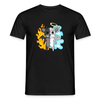 Dog Terrier - Angel and Devil - Men's T-Shirt - black - Front - AI Model Male 178 light (178cm)
