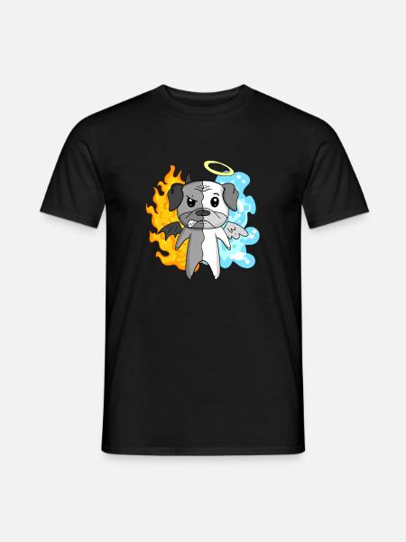 Dog Pug - Angel and Devil - Men's T-Shirt - black