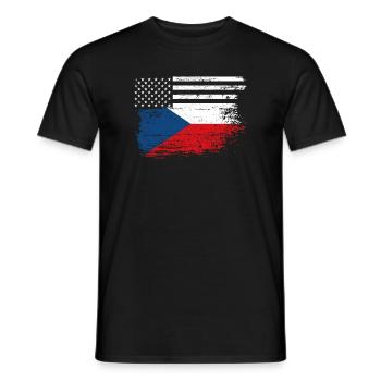 Drapeau Fusion US Tchèque - T-shirt homme - noir - Devant - AI Model Male 178 light (178cm)