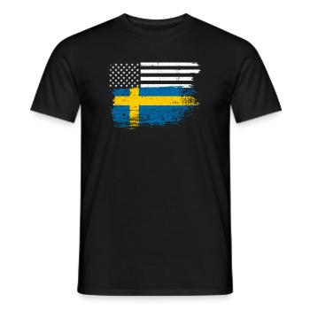 Flagge Fusion: US Nordic Brush - Männer T-Shirt - Schwarz - Vorne - AI Model Male 178 light (178cm)