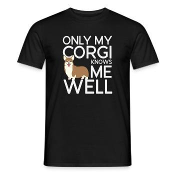 Only My Corgi Knows Me Well - Men's T-Shirt - black - Front - AI Model Male 178 light (178cm)