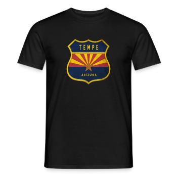 Tempe Arizona flags crest design - Men's T-Shirt - black - Front - AI Model Male 178 light (178cm)