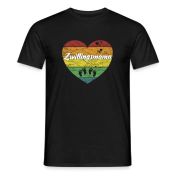 Zwillingsmama Mama von Zwillingen retro vintage - Männer T-Shirt - Schwarz - Vorne - AI Model Male 178 light (178cm)