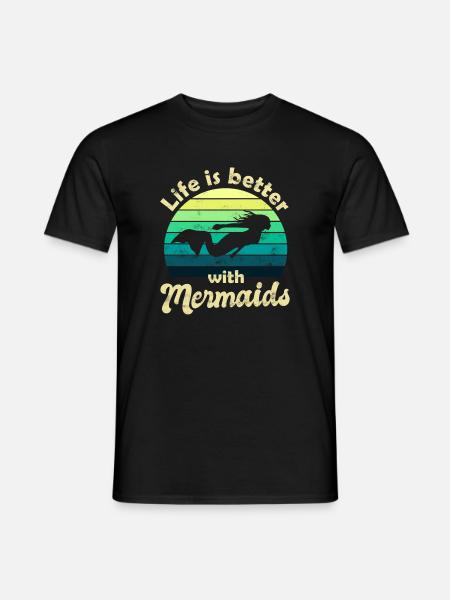 Meerjungfrau Meerjungfrauen Nixe - Männer T-Shirt - Schwarz