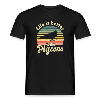 Pigeon Pigeons - Men's T-Shirt - black - Front - AI Model Male 178 light (178cm)