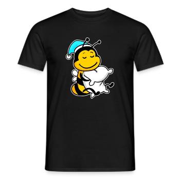 Abeille avec oreiller et bonnet de couchage - T-shirt homme - noir - Devant - AI Model Male 178 light (178cm)