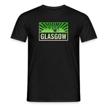 Glasgow Skyline Grunge Green - Men's T-Shirt - black - Front - AI Model Male 178 light (178cm)