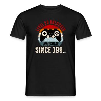 Level 30 Unlocked Retro Controller - Men's T-Shirt - black - Front - AI Model Male 178 light (178cm)