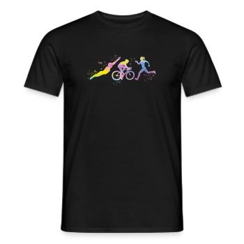 Watercolors Women Triathlon - Men's T-Shirt - black - Front - AI Model Male 178 light (178cm)