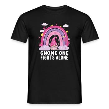 Gnome One Fights Pink Breast Cancer Alone - Men's T-Shirt - black - Front - AI Model Male 178 light (178cm)