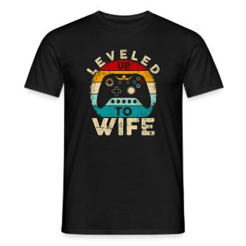 Montez de niveau en épouse Rétro Gamer - T-shirt homme - noir - Devant - AI Model Male 178 light (178cm)