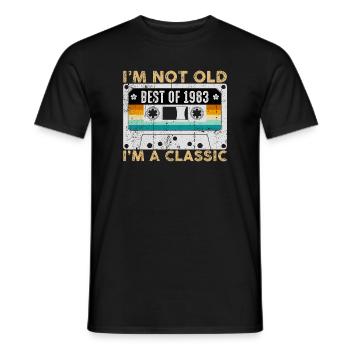 Not Old Best of 1983 Classic Cassette - Men's T-Shirt - black - Front - AI Model Male 178 light (178cm)