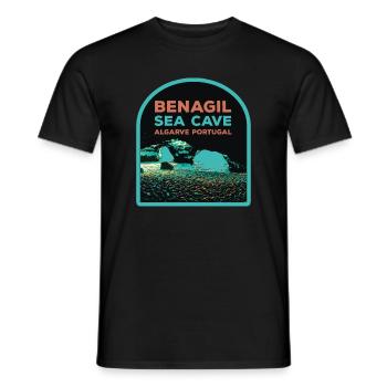 Célèbre Grotte Marine de Benagil, Algarve Portugal - T-shirt homme - noir - Devant - AI Model Male 178 light (178cm)