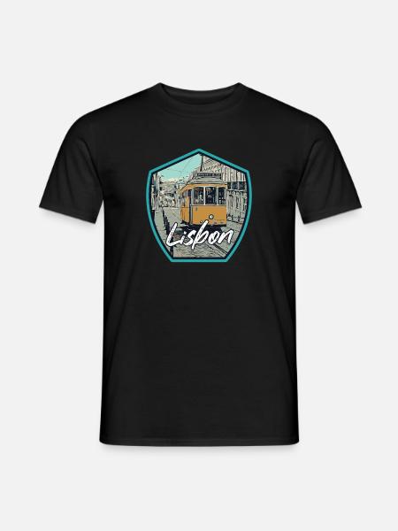 Lissabon, schöne Stadt Portugals mit Straßenbahn - Männer T-Shirt - Schwarz