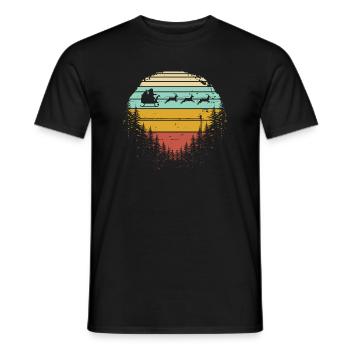 Chiens de traîneau rétro dans Sunset Pines - T-shirt homme - noir - Devant - AI Model Male 178 light (178cm)