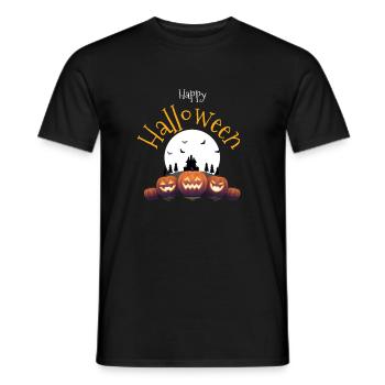Halloween-Kürbisse & Schloss - Männer T-Shirt - Schwarz - Vorne - AI Model Male 178 light (178cm)