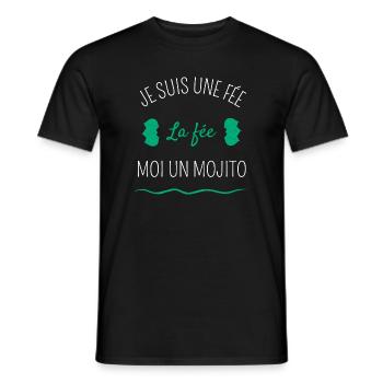 Je suis une fée la fée moi un mojito - T-shirt homme - noir - Devant - AI Model Male 178 light (178cm)