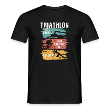 Triathlon 90% Mental And The Other Half - Men's T-Shirt - black - Front - AI Model Male 178 light (178cm)