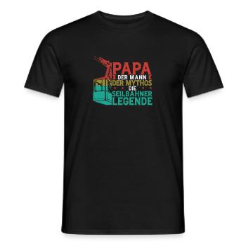 Papa Die Seilbahner Legende Bergbahn Gondel - Männer T-Shirt - Schwarz - Vorne - AI Model Male 178 light (178cm)