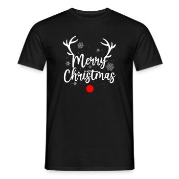 Reindeer merry christmas - Men's T-Shirt - black - Front - AI Model Male 178 light (178cm)