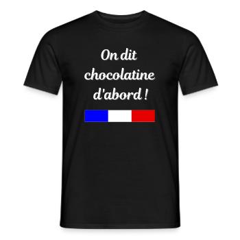 On dit chocolatine d'abord - T-shirt homme - noir - Devant - AI Model Male 178 light (178cm)