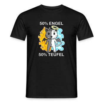 Katze Katzenrasse Devon Rex - Engel und Teufel - Männer T-Shirt - Schwarz - Vorne - AI Model Male 178 light (178cm)