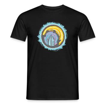 Abstraktes Surfer Motiv auf Farbiger Kulisse - Männer T-Shirt - Schwarz - Vorne - AI Model Male 178 light (178cm)