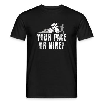 Your Pace Or My Triathlon - Men's T-Shirt - black - Front - AI Model Male 178 light (178cm)