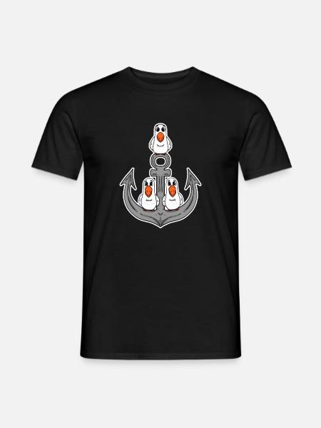 Möwen Möwe Anker - Männer T-Shirt - Schwarz