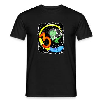 Jeune astronaute dinosaure de 3 ans - T-shirt homme - noir - Devant - AI Model Male 178 light (178cm)