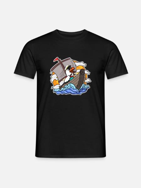 Seagull in the boat - Men's T-Shirt - black