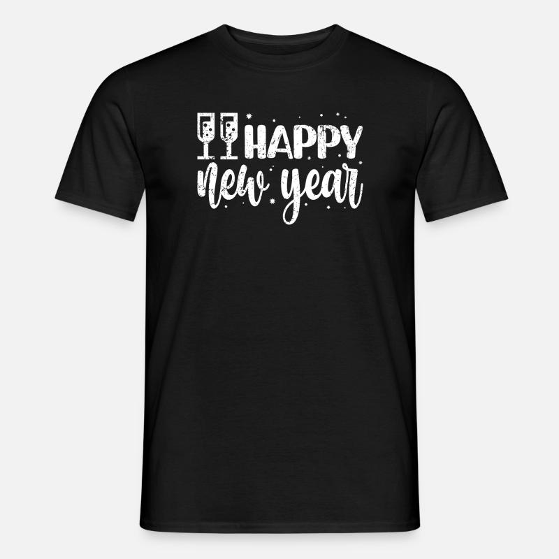Neujahrsfestliches Skript & Schneeflocken - Männer T-Shirt - Schwarz