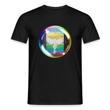 Rainbow Angel of Love Sonja Ariel von Staden - Men's T-Shirt - black - Front - AI Model Male 178 light (178cm)